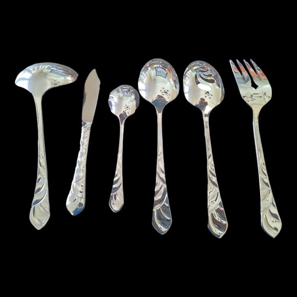 Oneida Pacific Tide Stainless glossy Silverware Flatware Serving Pieces Lot of 6 - Picture 3 of 14